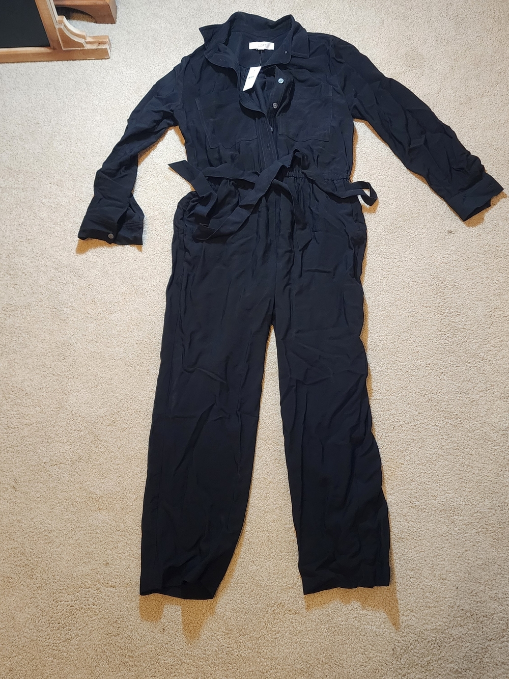Loft Women’s Black Utility Jumpsuit with Tie Waist